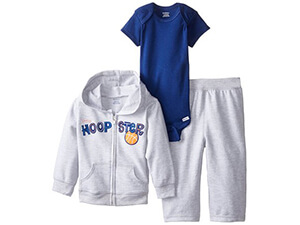 Gerba Baby Boy’s 3 Piece Hooded Jacket Bodysuit And Pant Set