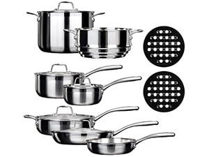 Duxtop Whole-Clad Tri-Ply Stainless Steel Induction Ready Premium Cookware 14-Pc Set