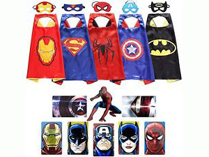 Zeleny Kids Superhero Dress Up Costumes 5 Satin Capes with 5 Felt Masks