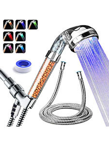 PRUGNA LED Shower Head with Hose and Wall Arm Mount