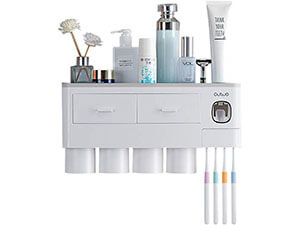 EMAPRUI Toothbrush Holder Multifunctional Wall Mounted Space Saving Toothbrush
